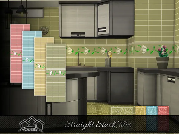 Mix Straight Stack Tiles by Emerald - The Sims 4 Custom Content