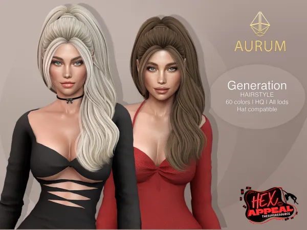 Sims 4 Hex Appeal - Generation - Long Wavy High Ponytail