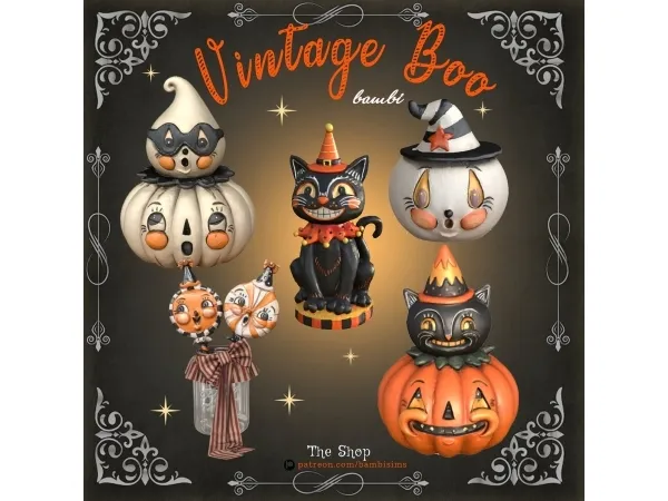 Sims 4 Alpha Decorações de Halloween CC: vintage boo