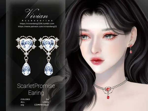 Alpha ScarletPromise Earing by VivianDang - The Sims 4 Custom Content