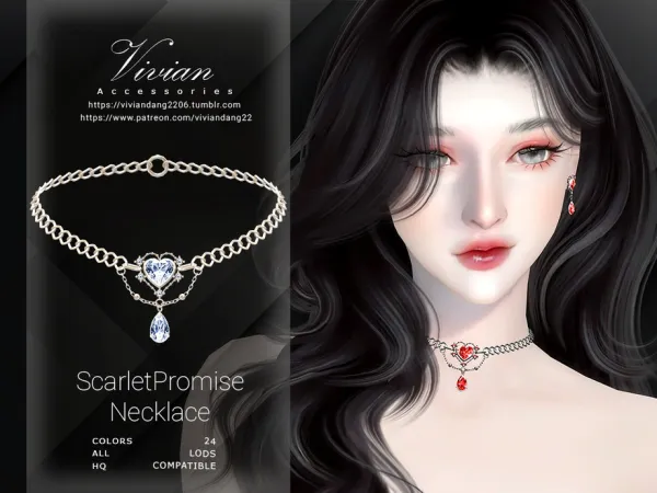 Alpha Scarlet Promise Necklace by thesimsresource - The Sims 4 Custom Content