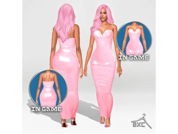 Alpha POSTERGIRL CUSTOM KYLIE PINK DRESS by Baddiexsimmer - The Sims 4 Custom Content