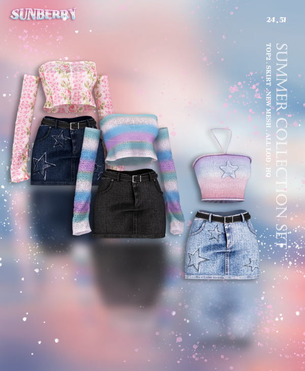 Alpha [SUNBERRY]2451_Summer Collection Knit Skirt by simsfinds - The Sims 4 Custom Content