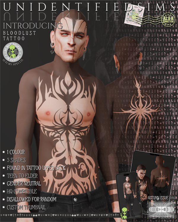Mix Bloodlust Tattoo by unidentifiedsims - The Sims 4 Custom Content