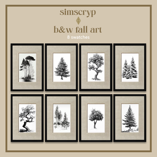 Alpha simscryp bw fall art by simsfinds - The Sims 4 Custom Content