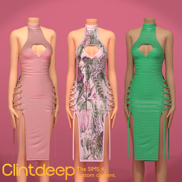Mix Clintdeep Aliana Cross Cut out Bodycon Dress by simsfinds - The Sims 4 Custom Content