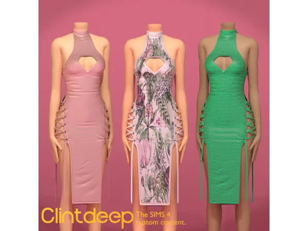 Sims 4 Clintdeep TS4 CC Aliana Cross Cut-out Bodycon Dress