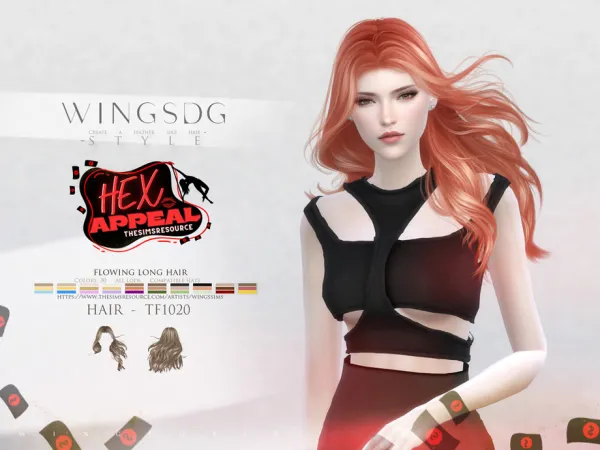 Sims 4 WINGS-TF1020-flowing long hair by wingssims