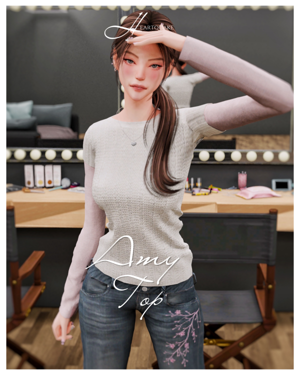 Alpha heartquake amy top by simsfinds - The Sims 4 Custom Content