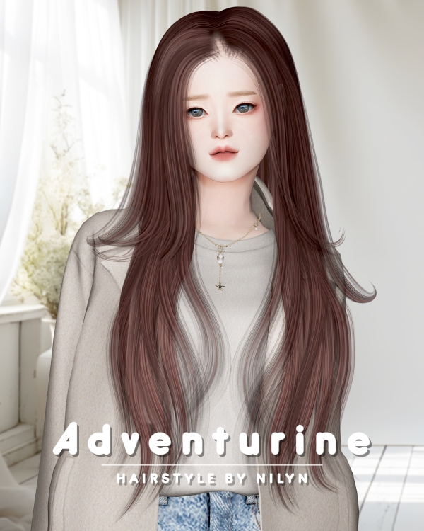 Alpha NILYN ADVENTURINE HAIR by nilynsims - The Sims 4 Custom Content