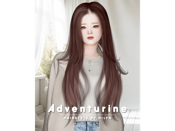 Alpha NILYN ADVENTURINE HAIR - The Sims 4 Custom Content