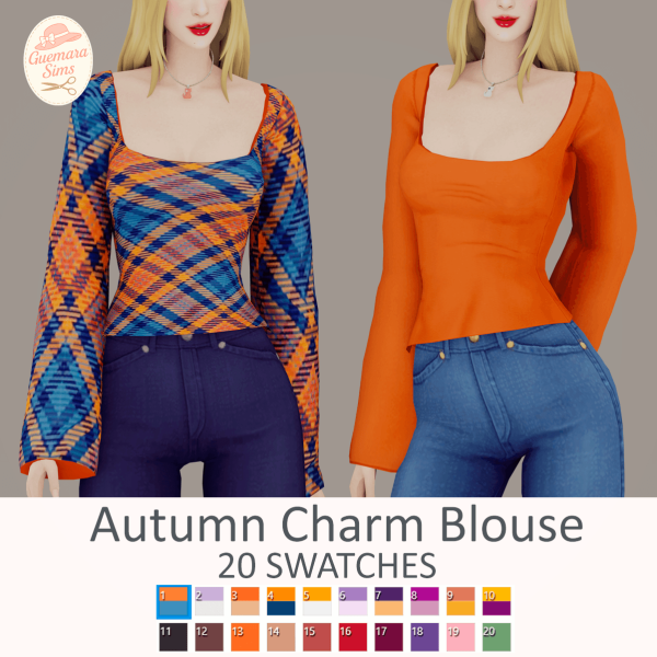 Maxis Match Autumn Charm Blouse by simsfinds - The Sims 4 Custom Content