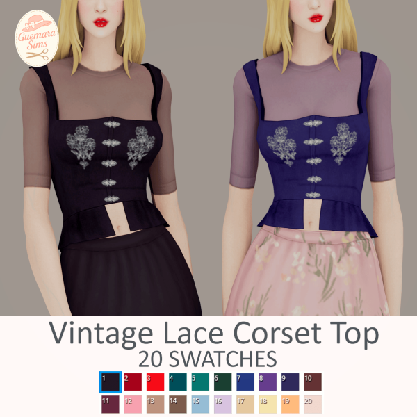 Maxis Match Vintage Lace Corset Top by simsfinds - The Sims 4 Custom Content