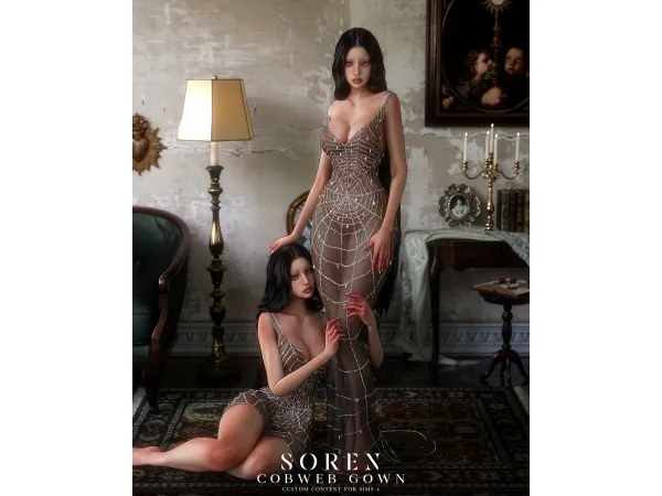 Alpha Cobweb Gown by sorensims - The Sims 4 Custom Content