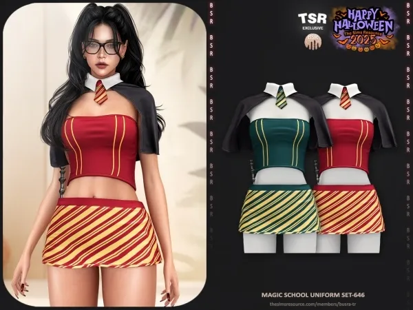 Alpha HALLOWEEN Magic School Uniform Set 646 BD1638 - The Sims 4 Custom Content