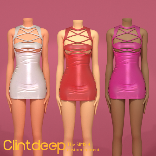 Mix Clintdeep Daisy Sexy Mini Dress Latex by simsfinds - The Sims 4 Custom Content