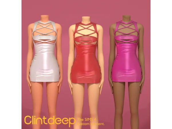 Mix Clintdeep Daisy Sexy Mini Dress Latex - The Sims 4 Custom Content