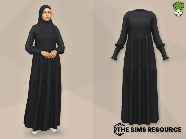 Maxis Match Modest Wear Tiered Abaya With Ruffle Sleeves (11) by kapakijo - The Sims 4 Custom Content