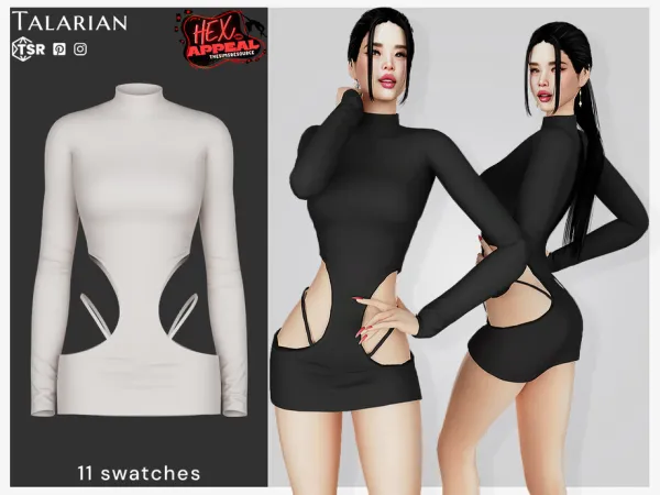 Alpha Capri Cutout Mini Dress with High Neck by talarian - The Sims 4 Custom Content