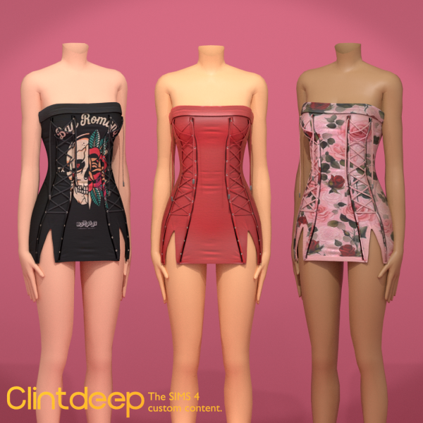 Maxis Match Clintdeep Evelyn Strapless Mini Dress by simsfinds - The Sims 4 Custom Content
