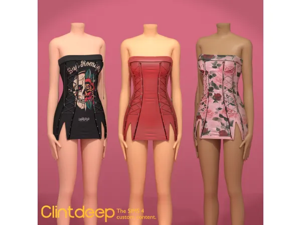 Maxis Match Clintdeep Evelyn Strapless Mini Dress - The Sims 4 Custom Content