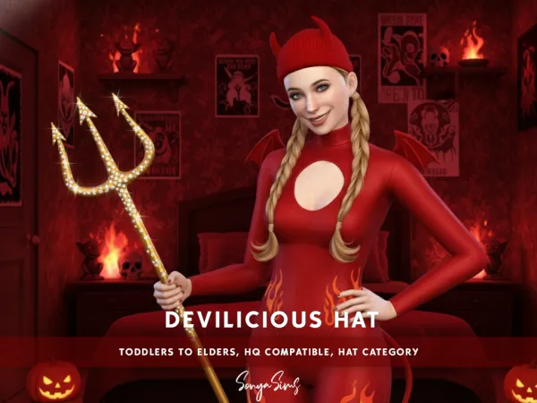 Alpha SonyaSims Devilicious Hat - The Sims 4 Custom Content