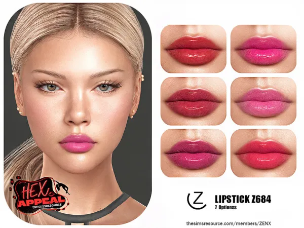 Alpha LIPSTICK Z684 by ZENX - The Sims 4 Custom Content