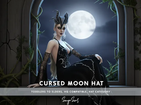 Alpha Cursed Moon Hat - The Sims 4 Custom Content
