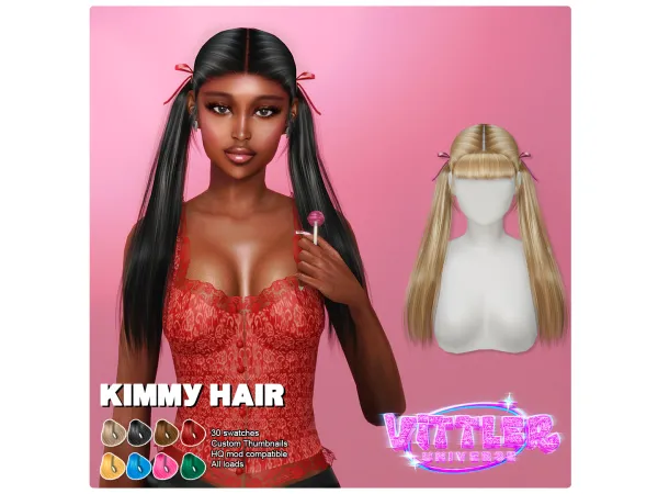 Sims 4 Kimmy Female hair By VittlerUniverse