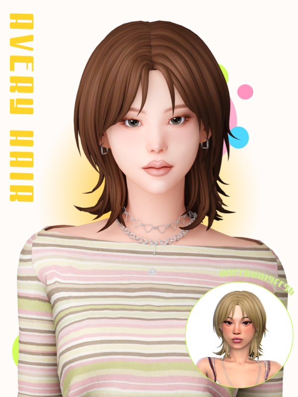 Maxis Match Avery Hair by simsfinds - The Sims 4 Custom Content
