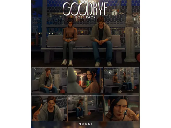 Mix [narni] Pose pack Goodbye by narnii - The Sims 4 Custom Content