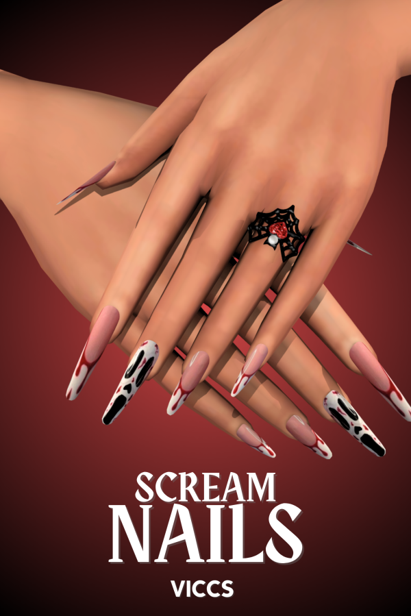 Alpha (FILE) VICCS_ SCREAM NAILS (TEEN ELDER) by viccs - The Sims 4 Custom Content