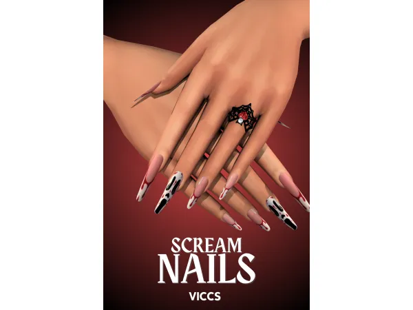 Alpha (FILE) VICCS_ SCREAM NAILS (TEEN ELDER) - The Sims 4 Custom Content
