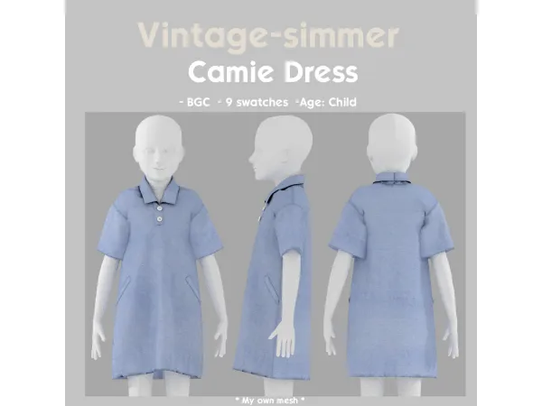 Alpha Alpha Dress for kids simmer by vintage - The Sims 4 Custom Content