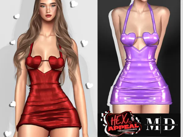 Alpha hexAppeal heart shaped fitted mini dress Adult - The Sims 4 Custom Content
