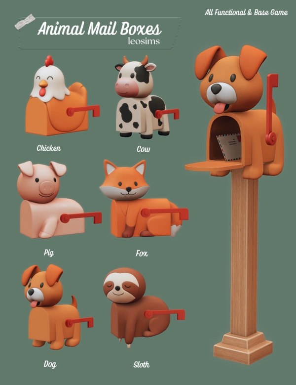 Mix Animal Mail Boxes by leosims4cc - The Sims 4 Custom Content