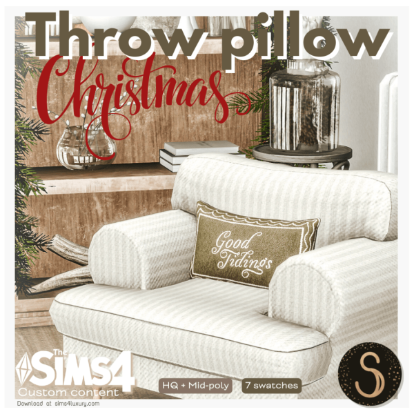 Alpha Sims4Luxury Christmas Throw pillow by simsfinds - The Sims 4 Custom Content