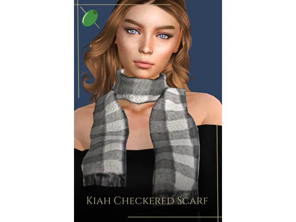 Sims 4 Mix Cachecois Femininos CC: Kiah Checkered Scarf