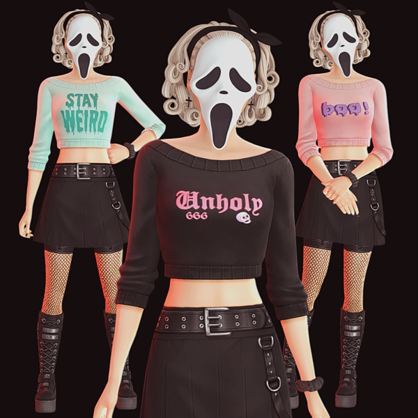 Maxis Match PASTEL GOTH SWEATER TOP by simsfinds - The Sims 4 Custom Content