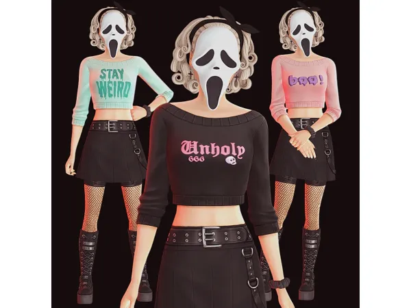 Maxis Match PASTEL GOTH SWEATER TOP by puppycheesecake - The Sims 4 Custom Content