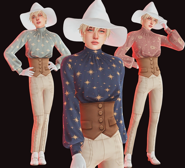 Maxis Match CORSET BLOUSE RECOLOR TOP by simsfinds - The Sims 4 Custom Content