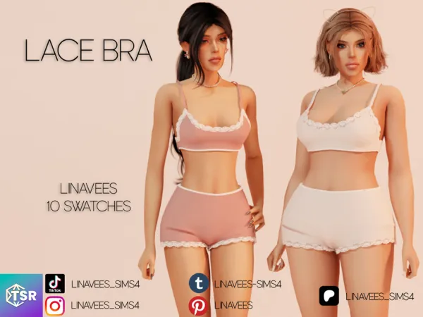 Sims 4 LYRA  - LACE BRA by linavees