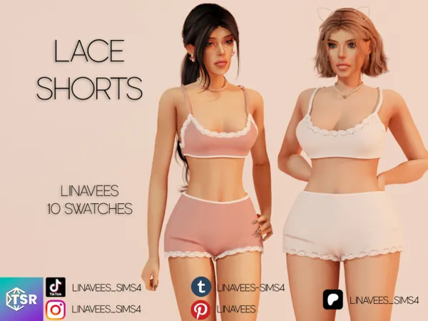 Alpha LYRA LACE SHORTS by thesimsresource - The Sims 4 Custom Content