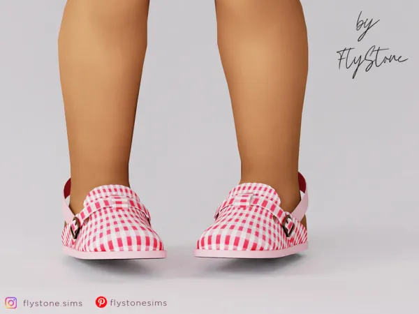 Maxis Match Toddler Slippers With Tartan Texture by FlyStone - The Sims 4 Custom Content