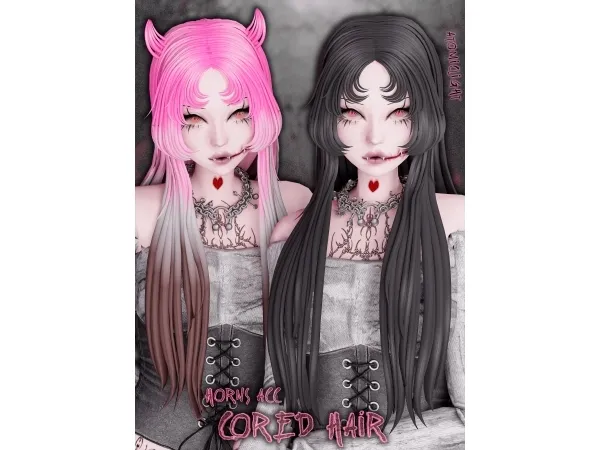 Maxis Match Cored hair and horns acc - The Sims 4 Custom Content
