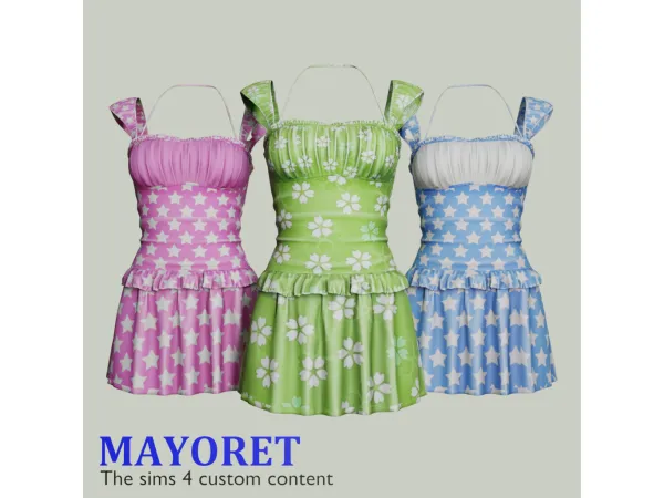 Alpha Mayoret Fluff Mini dress - The Sims 4 Custom Content