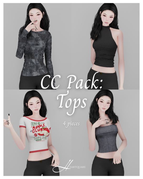 Alpha heartquake pack tops by simsfinds - The Sims 4 Custom Content