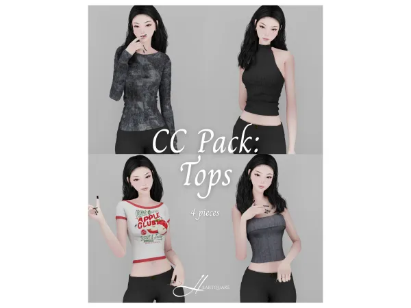 Alpha heartquake u2661 pack tops - The Sims 4 Custom Content