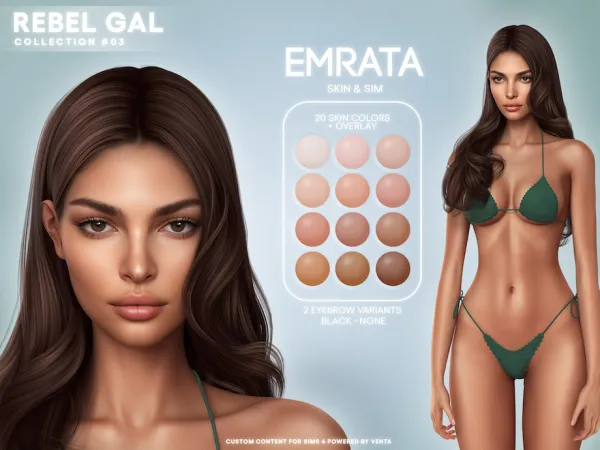 Alpha Rebel Gal Emrata Skin by VentaStudio - The Sims 4 Custom Content