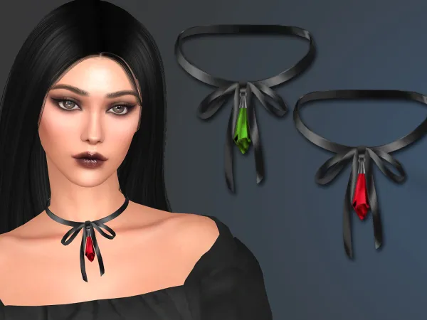 Sims 4 The Drop crystal bow necklace